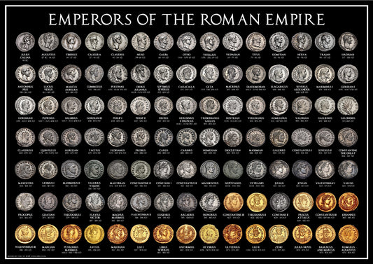 Emperors of the Roman + Byzantine Empires Coin Poster Set