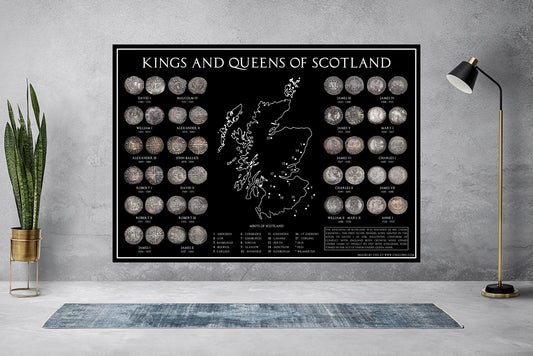 Kings and Queens of Scotland A3 Coin Poster