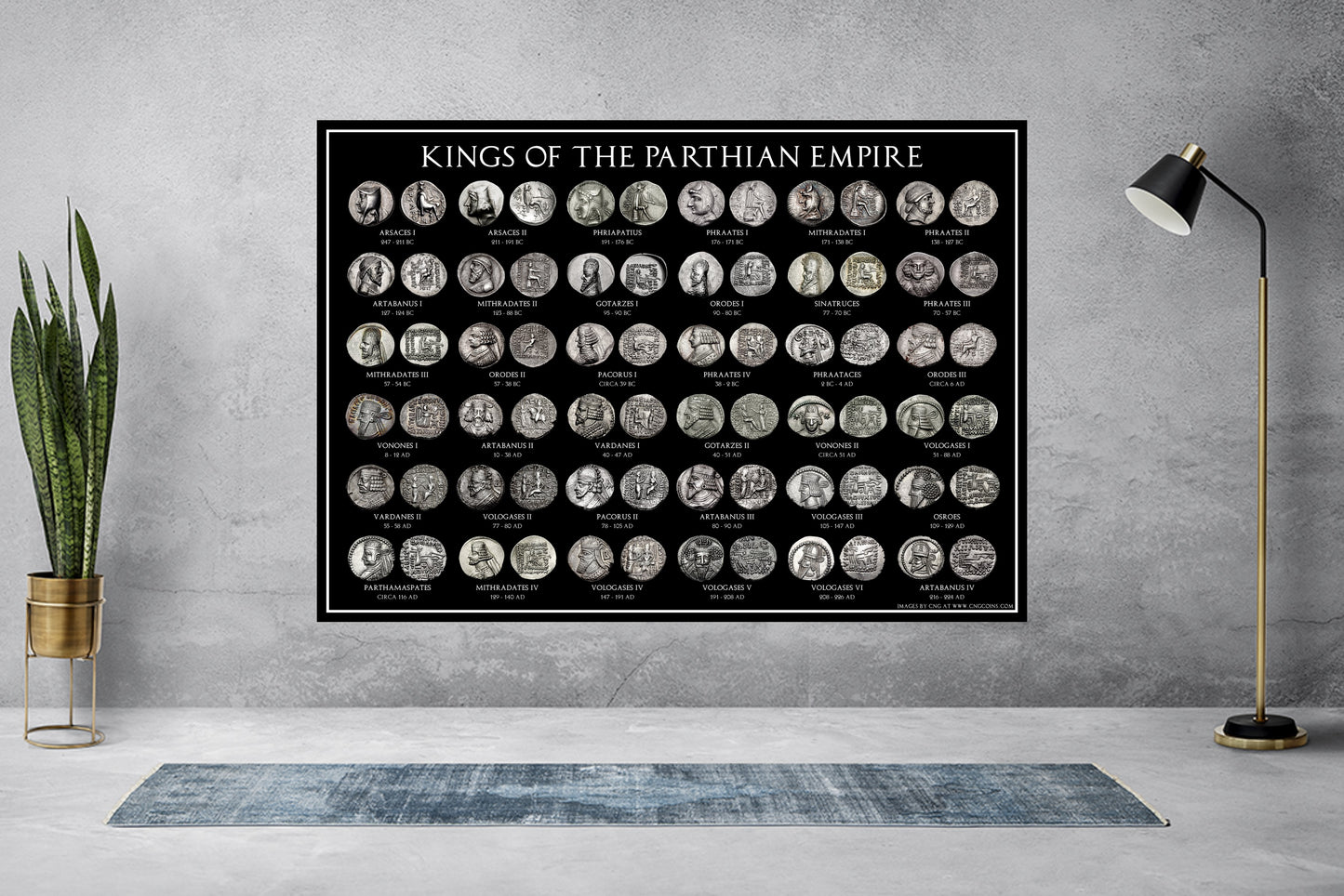 Kings of Parthia A3 Coin Poster