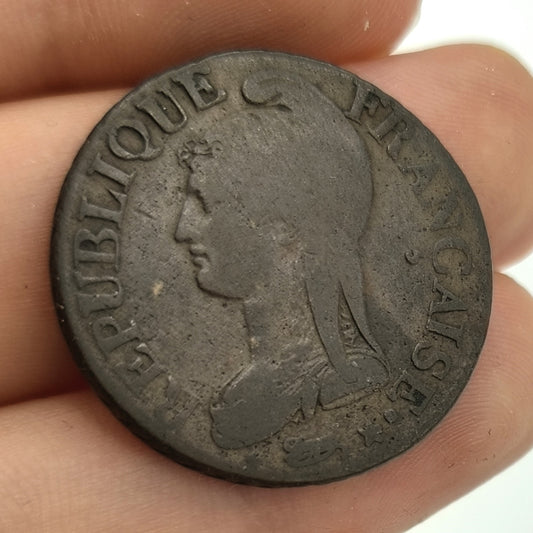 France First Republic 5 Centimes LAN 8 1799 Copper Coin