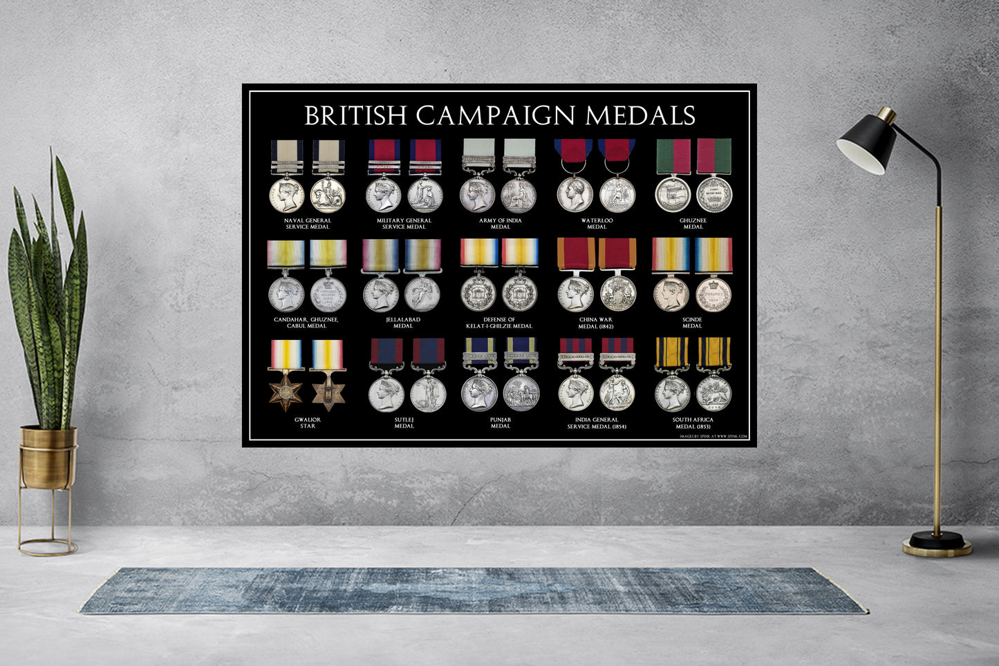 British Victorian Campaign Medals A3 Poster No1 (Waterloo, China Ect)