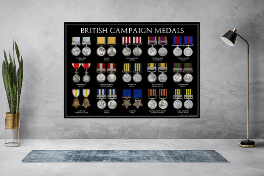 British Victorian Campaign Medals A3 Poster No2 (Crimea, Egypt Ect)