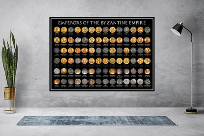 Emperors of the Byzantine Empire A3 Coin Poster
