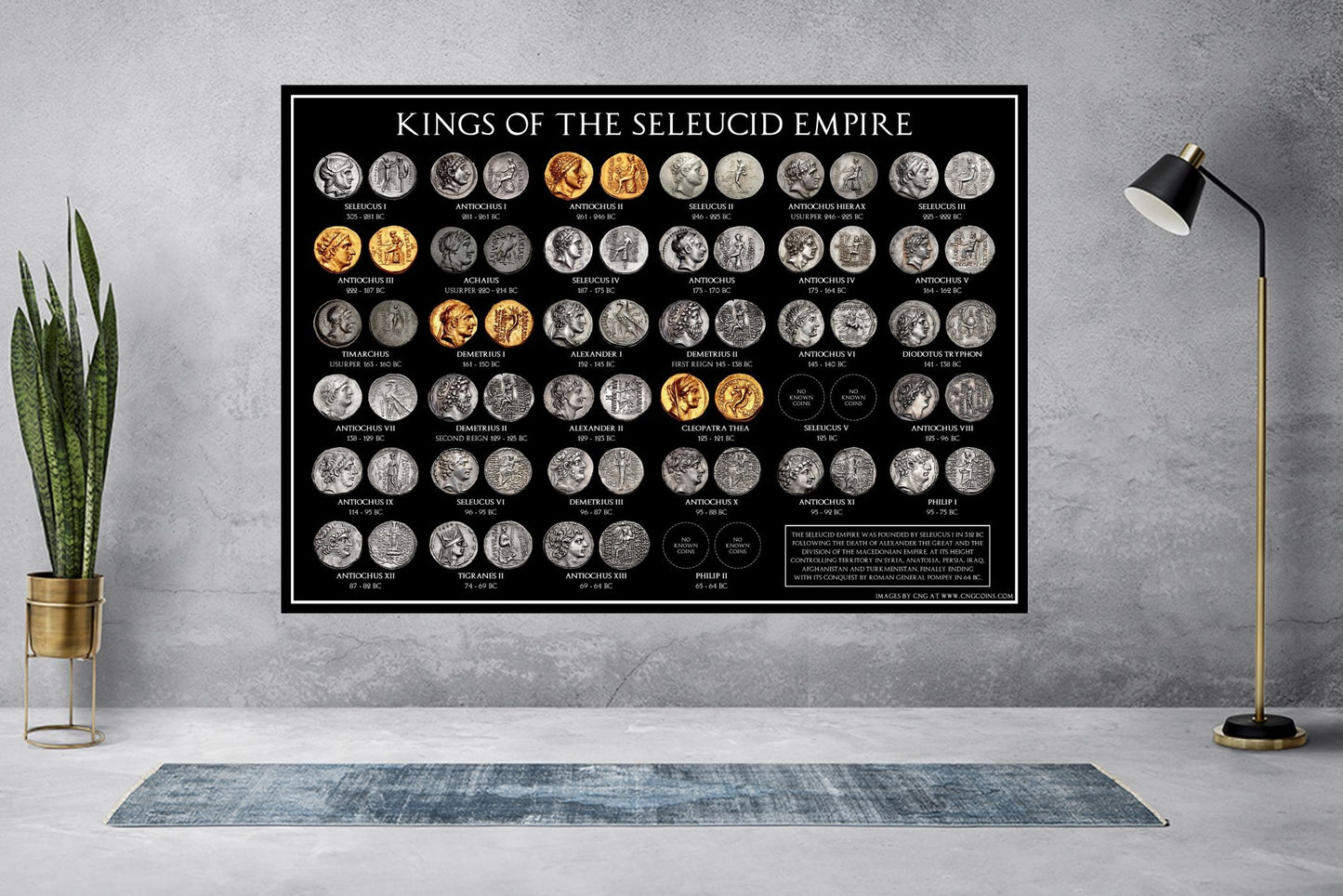 Kings of the Seleucid Empire A3 Coin Poster