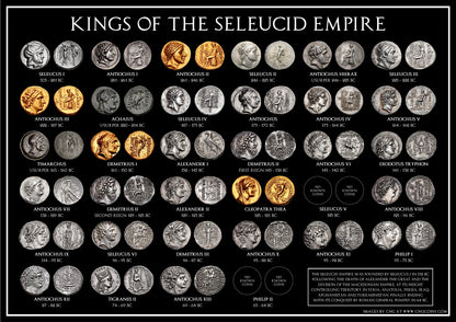 Kings of the Seleucid Empire A3 Coin Poster