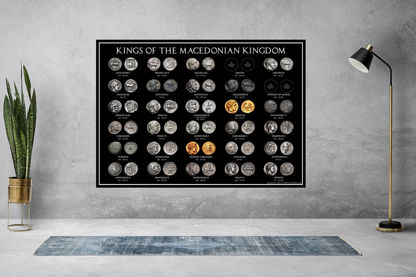 Kings of the Macedonian Kingdom A3 Coin Poster