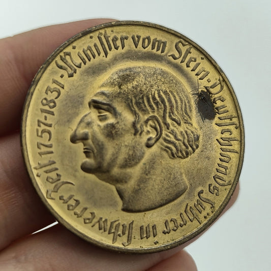 1923 Weimar Germany Westphalia 50 Million Mark Notgeld Gilt Bronze Coin