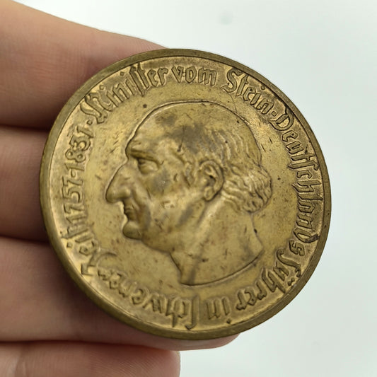 1923 Weimar Germany Westphalia 10000 Mark Notgeld Gold Plated Coin