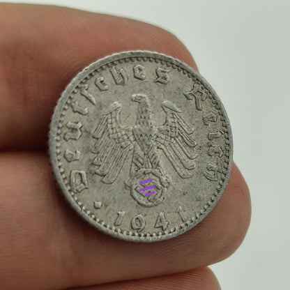 50 Reichspfennig 1941 WW2 German Coin