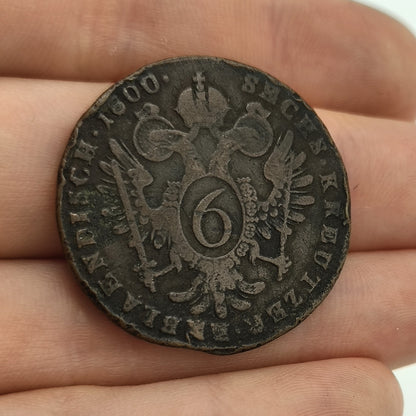 Austrian Empire Francis II 6 Kreuzers 1800 Copper Coin
