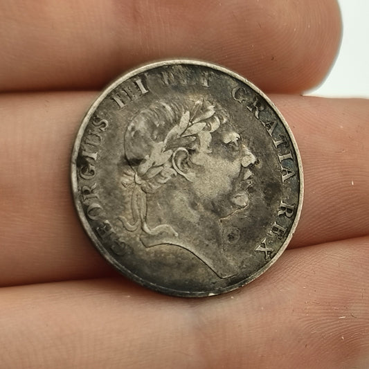 Irish 1813 10 Pence George III Silver Bank Token Coin