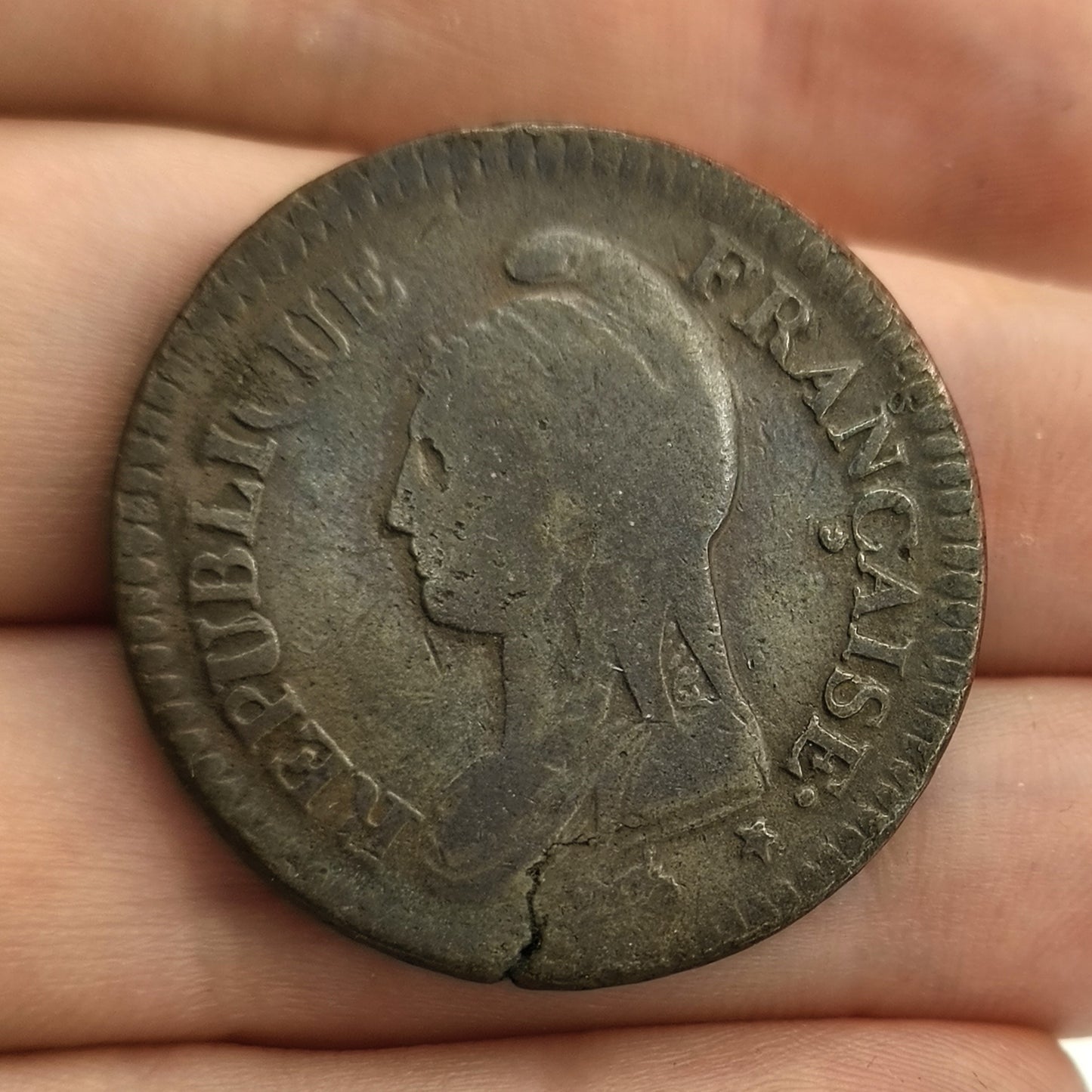 France First Republic 1 Decime LAN 7 1798 Copper Coin