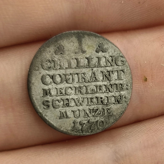 Mecklenburg-Schwerin German States 1770 1 Schilling Courant Silver Coin