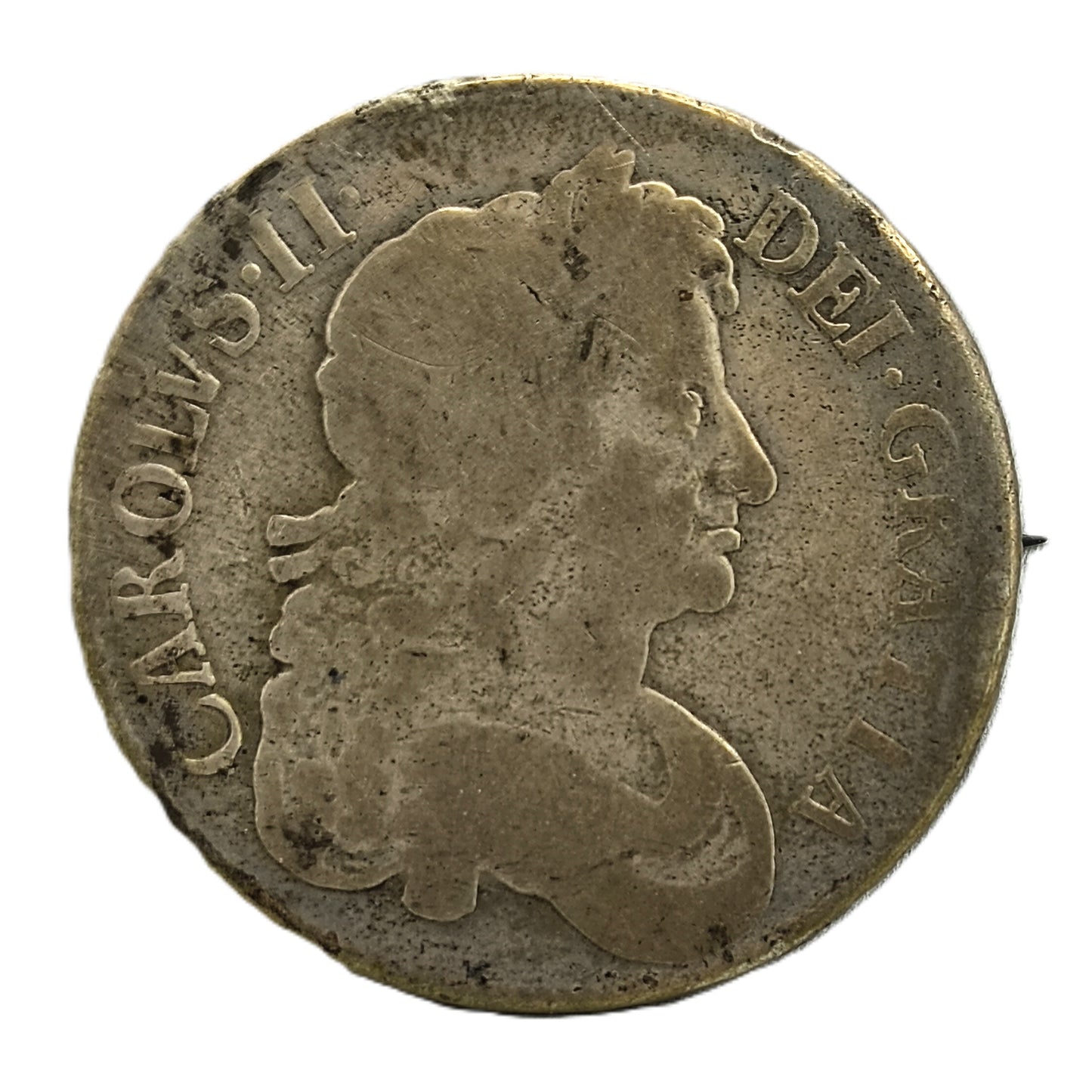 Charles II 1676 Silver Crown Broach Coin