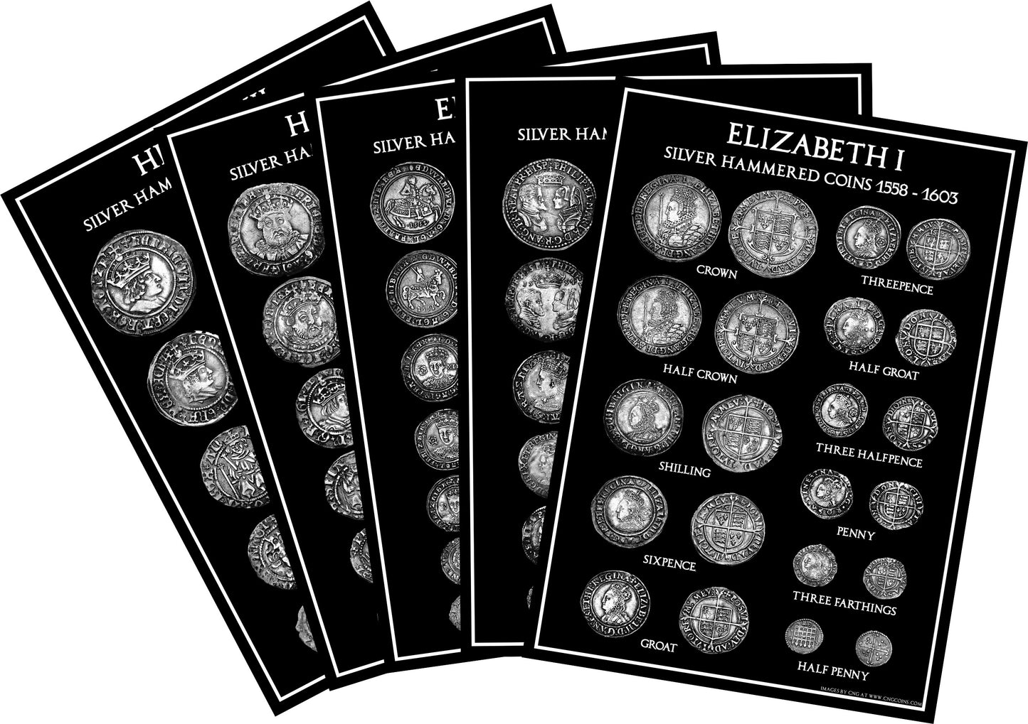 Kings and Queens of Tudor England Coin Poster Set